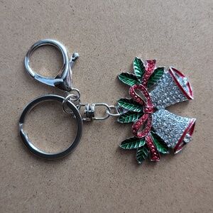 Festive Bell Keychain with Rhinestones